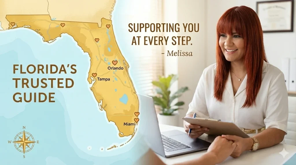 Florida map with supportive message